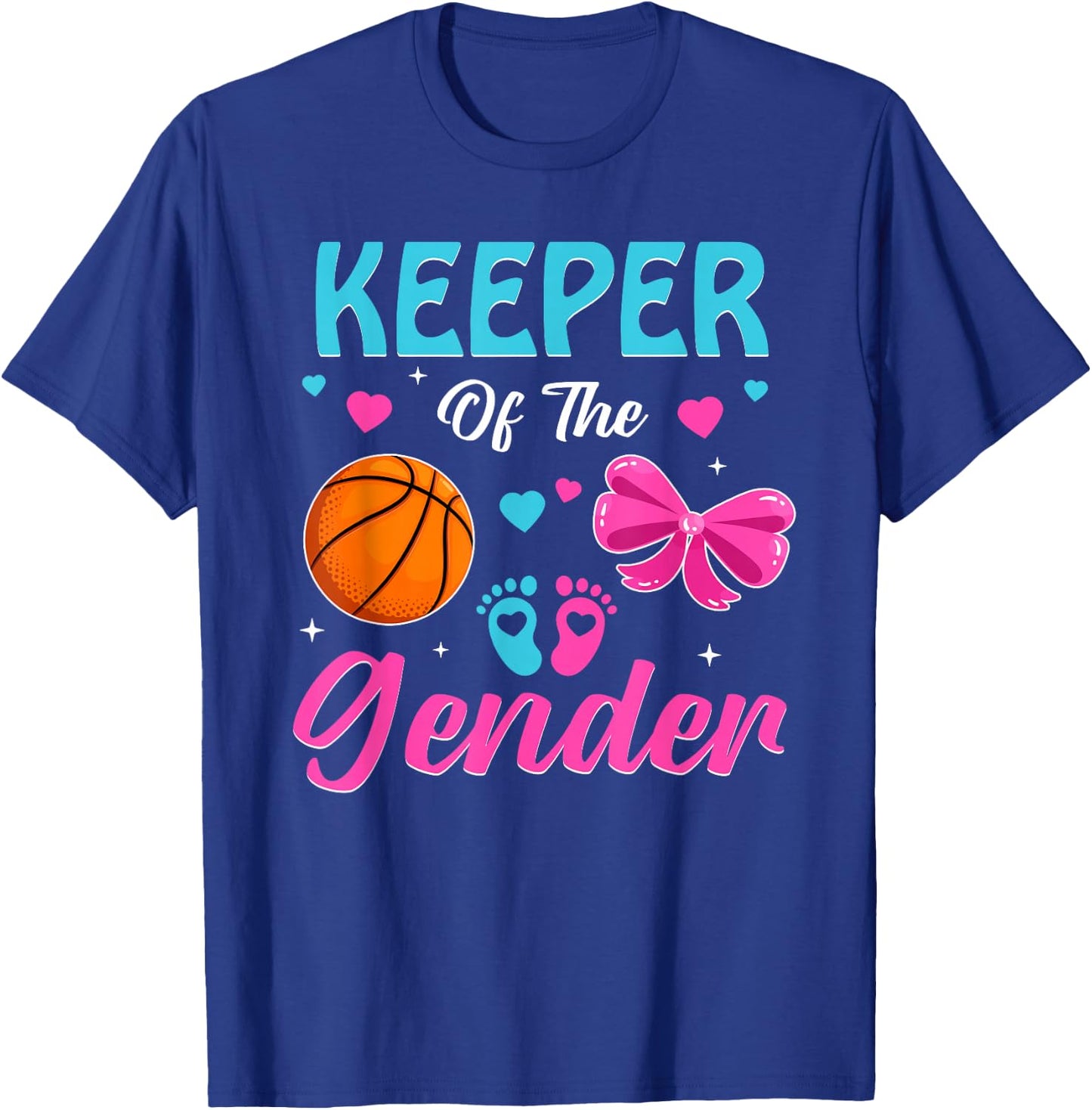 Keeper Of The Gender Basketball Gender Reveal Party T-Shirt - T-Shirt | Royal