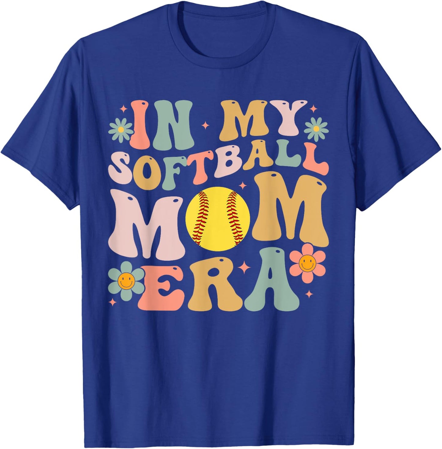 In My Softball Mom Era Groovy Softball Mama for Mothers Day T-Shirt - T-Shirt | Royal