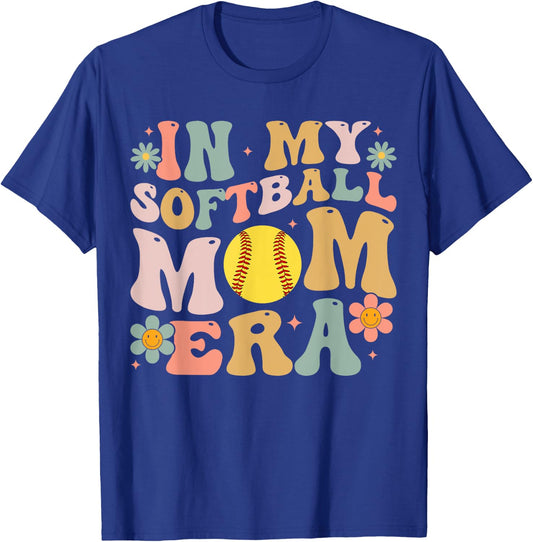 In My Softball Mom Era Groovy Softball Mama for Mothers Day T-Shirt - T-Shirt | Royal