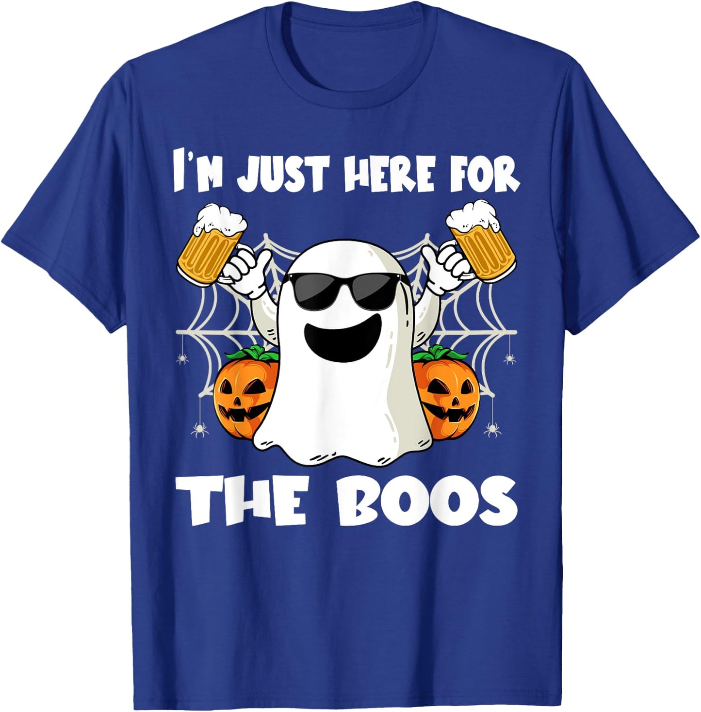 Im Just Here For The Boos Halloween Pumpkin Ghost Drink Beer T-Shirt - T-Shirt | Royal