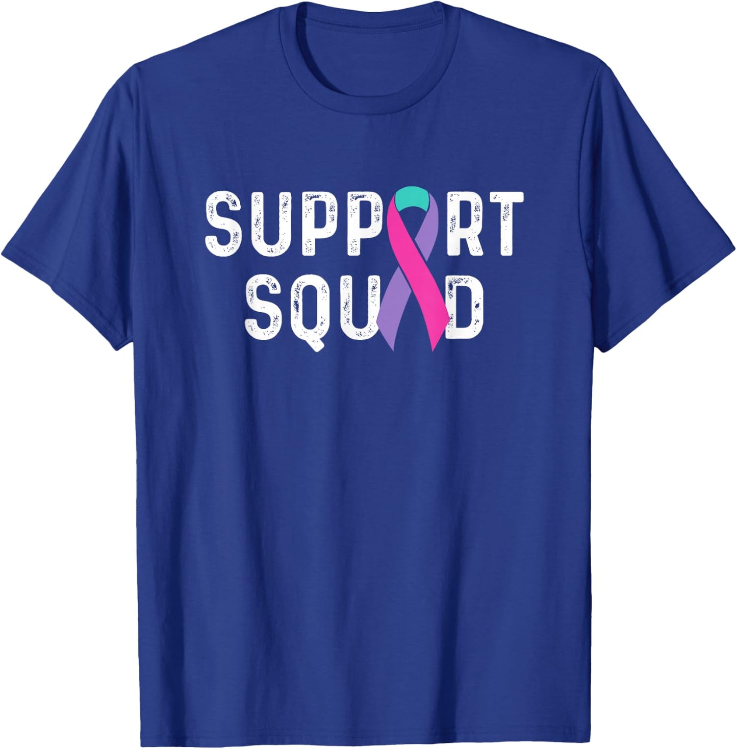 Thyroid Cancer Support Squad, Friend Family Awareness Ribbon T-Shirt - T-Shirt | Royal
