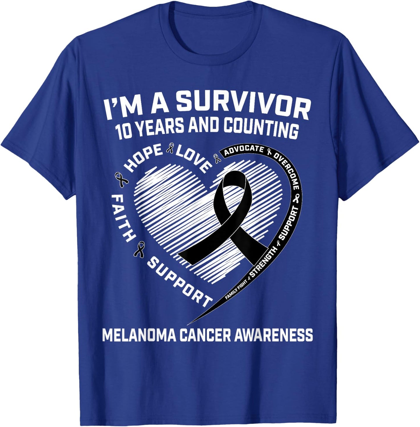 Melanoma Cancer Survivor Gifts Skin Cancer 10 Year Survivor T-Shirt - T-Shirt | Royal