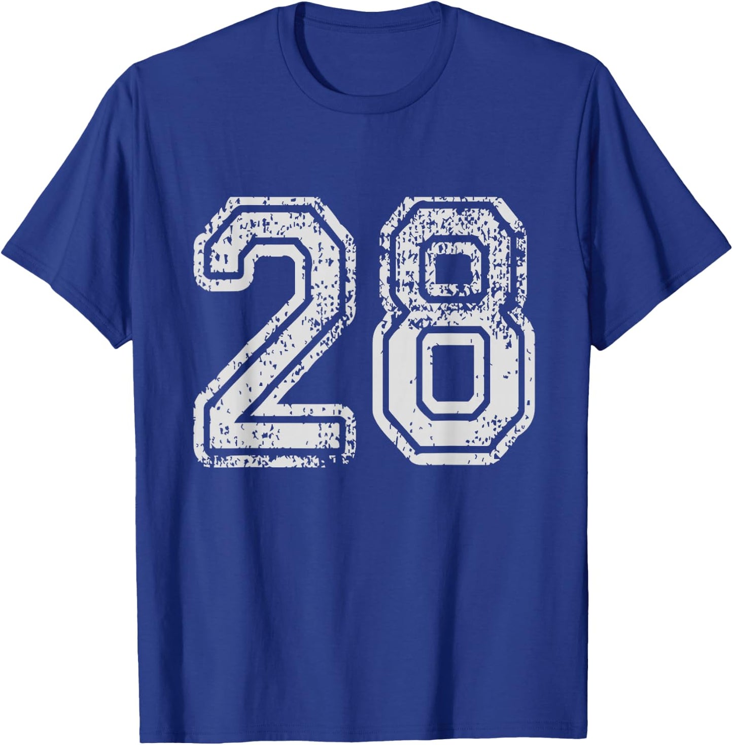 Team Jersey Uniforms Number 28 School Sports 28th Birthday T-Shirt - T-Shirt | Royal