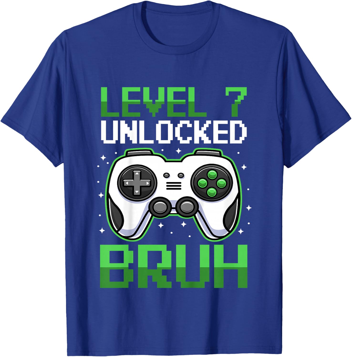 Kids Level 7 Unlocked Bruh 7 Years Old Video Gamer Birthday Boy T-Shirt - T-Shirt | Royal
