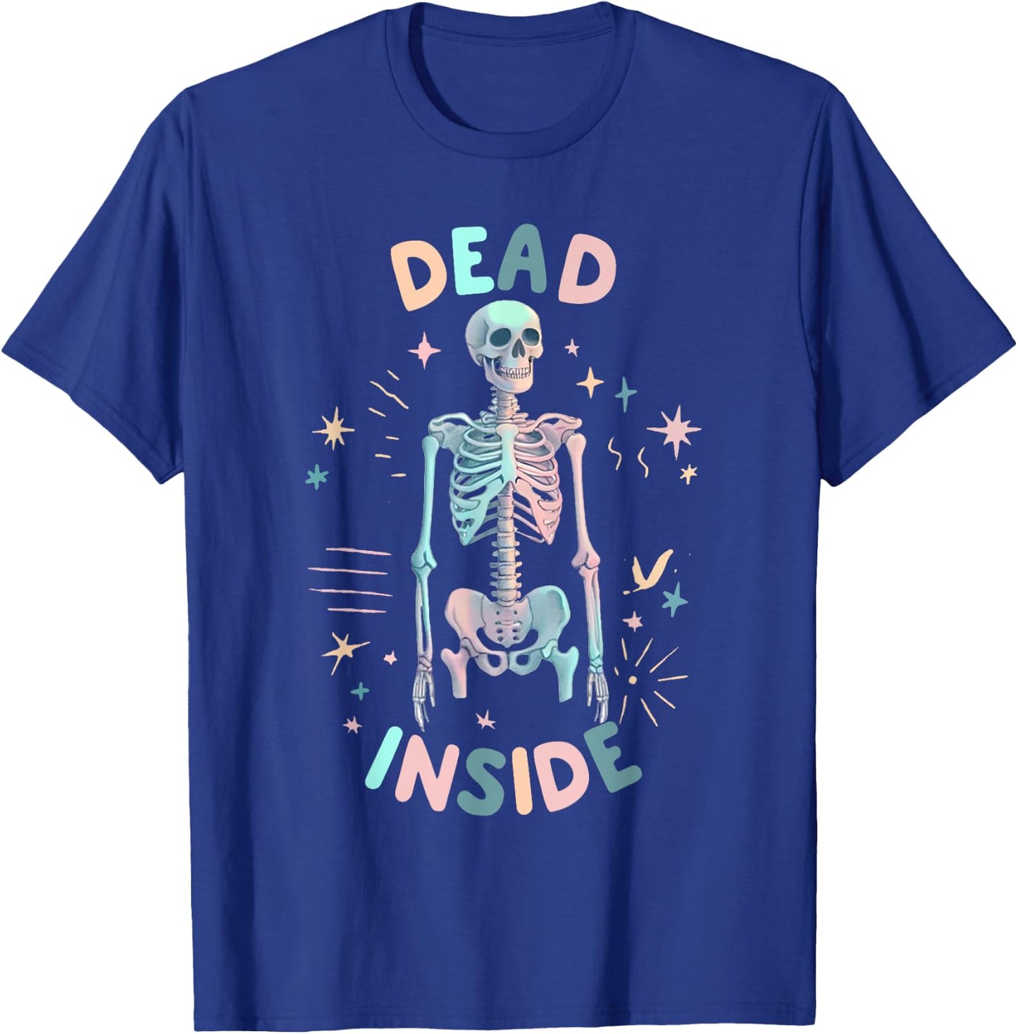 Funny Dead Inside Skeleton Casual Halloween Graphic Women T-Shirt - T-Shirt | Royal