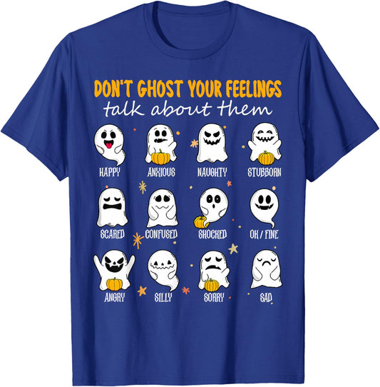 Halloween School Counselor Don't Ghost Your Feeling Teacher T-Shirt - T-Shirt | Royal
