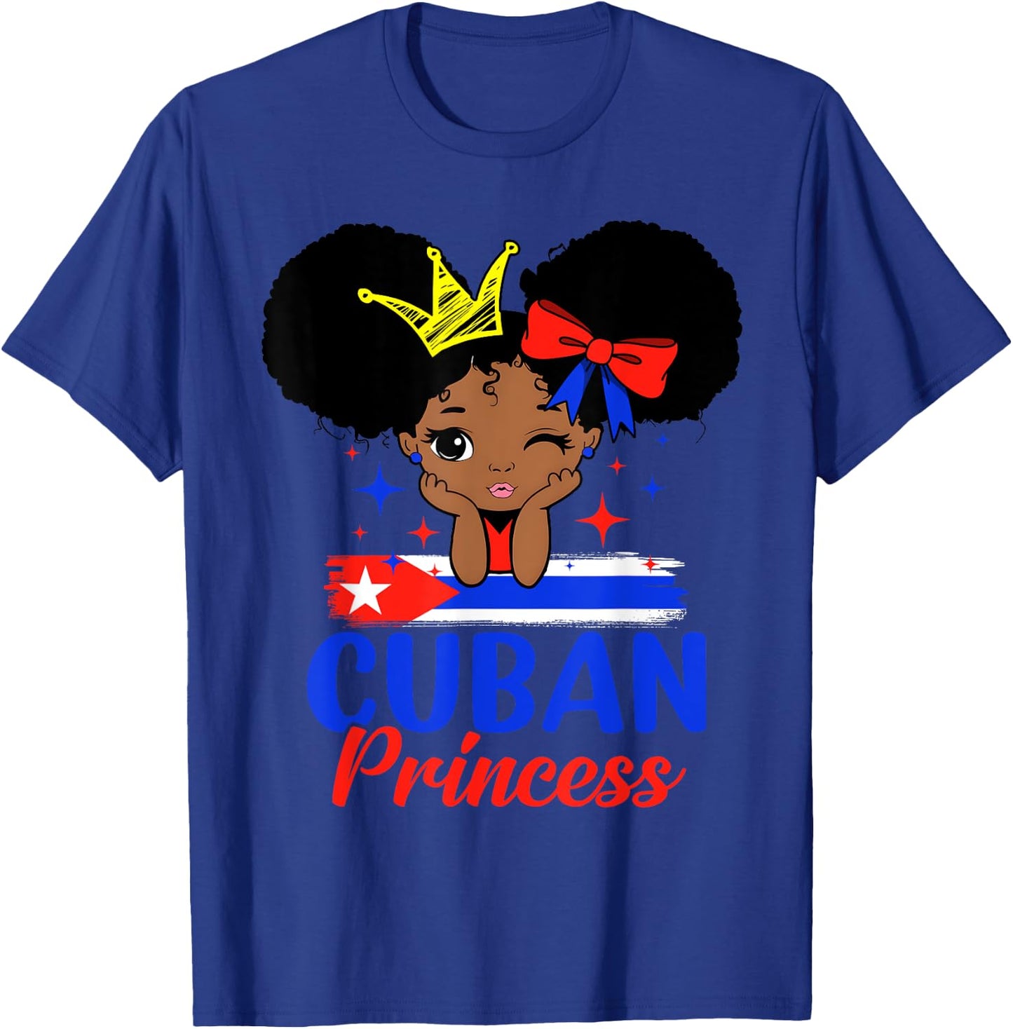 Cuban Princess Cuba Girl Melanin Cute Cuban Flag T-Shirt - T-Shirt | Royal
