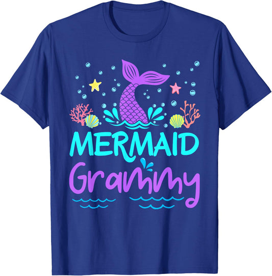 Mermaid Grammy Birthday Girl Family Matching Party Squad Sea T-Shirt - T-Shirt | Royal
