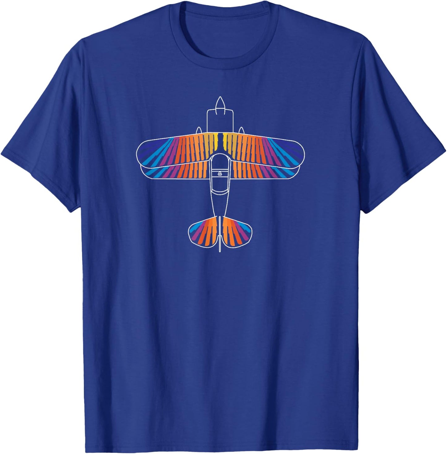 The Rainbow Eagle: Aerobatic Biplane Airplane FRONT ONLY T-Shirt - T-Shirt | Royal