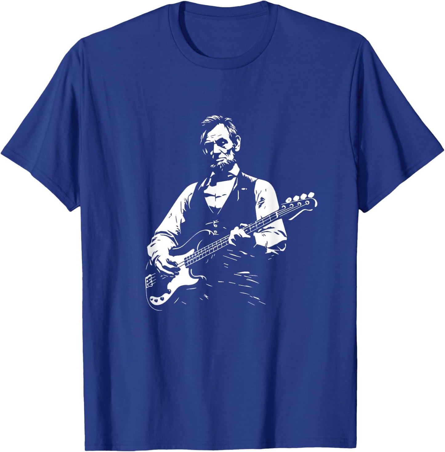 President Lincoln Playing a Four-String Bass Guitar T-Shirt - T-Shirt | Royal