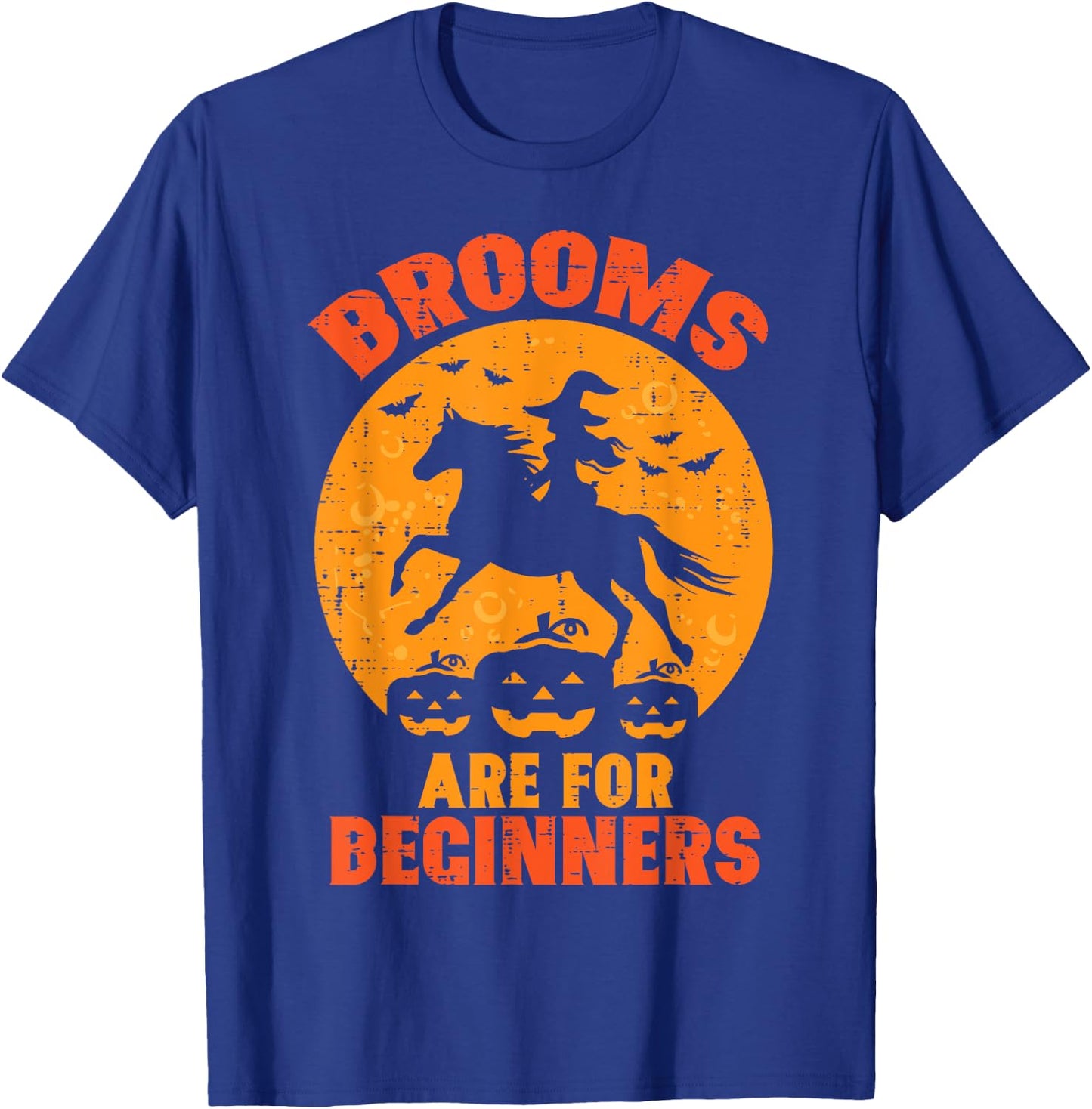 Halloween Witch Horse Broom For Beginners Costume Women Men T-Shirt - T-Shirt | Royal