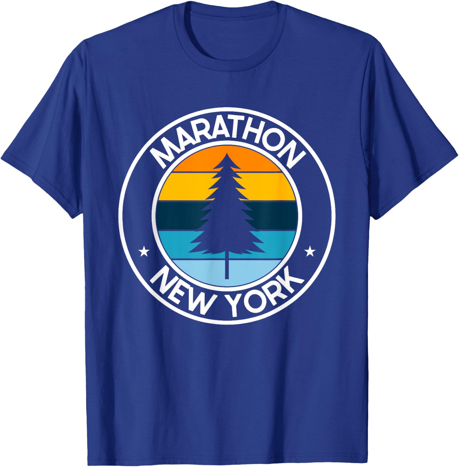 Marathon New York NY USA City Pride Retro Sunset T-Shirt - T-Shirt | Royal