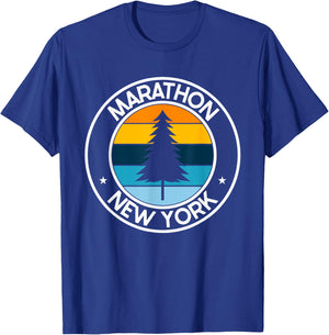 Marathon New York NY USA City Pride Retro Sunset T-Shirt - T-Shirt | Royal