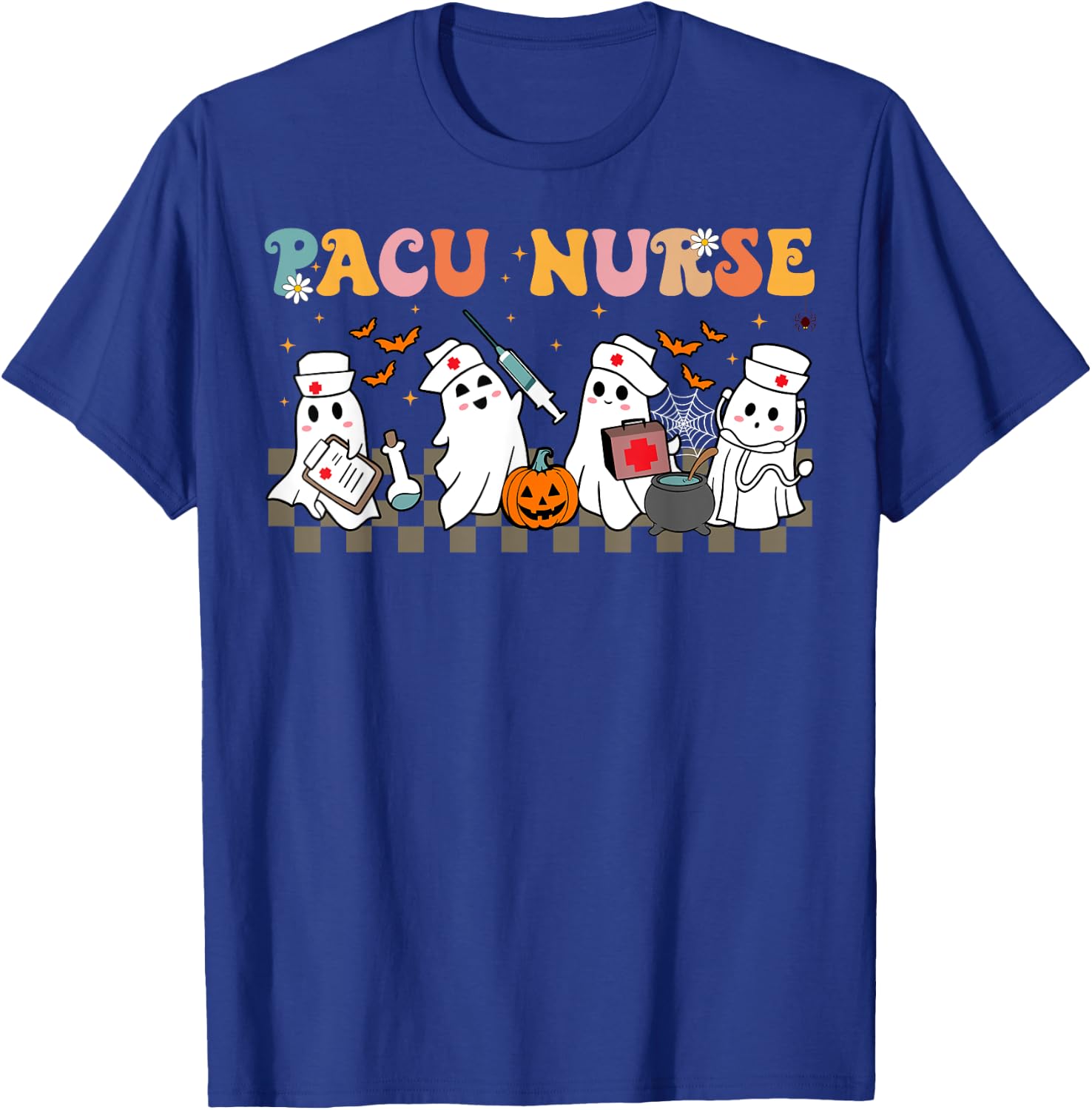 PACU Nurse Spooky Ghost Halloween Cute Nursing Costume T-Shirt - T-Shirt | Royal