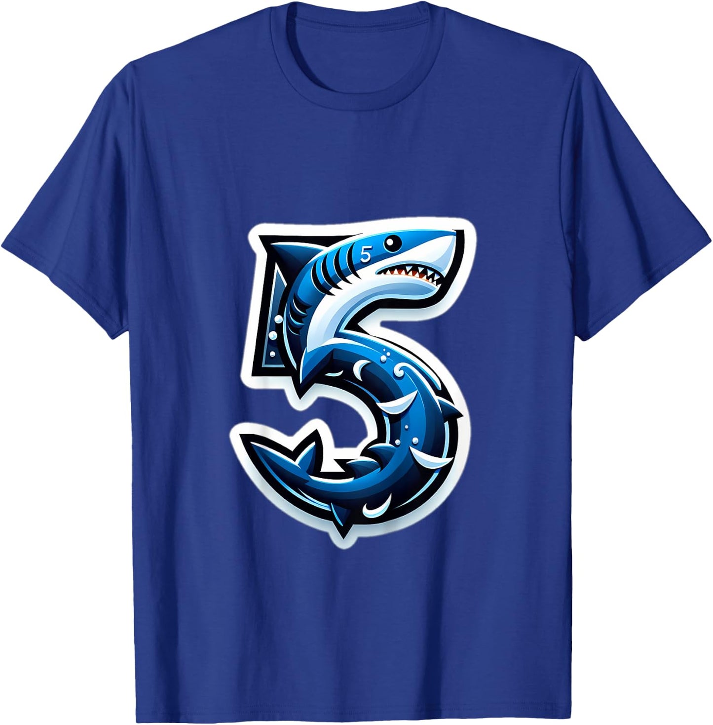 Kids Turning 5 Years Old Shark Birthday Party 5th Bday Boy, Girl T-Shirt - T-Shirt | Royal