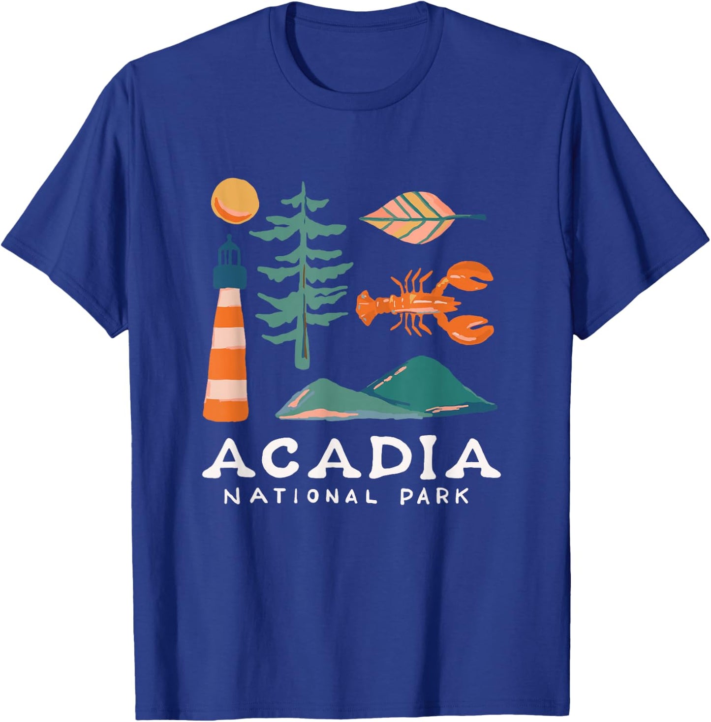 Acadia National Park Travel Icons Maine Vacation Souvenir T-Shirt - T-Shirt | Royal