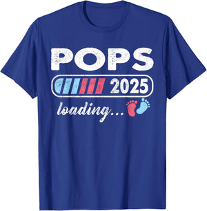 Pops 2025 Loading a Girl or a Boy Baby Announcement T-Shirt - T-Shirt | Royal