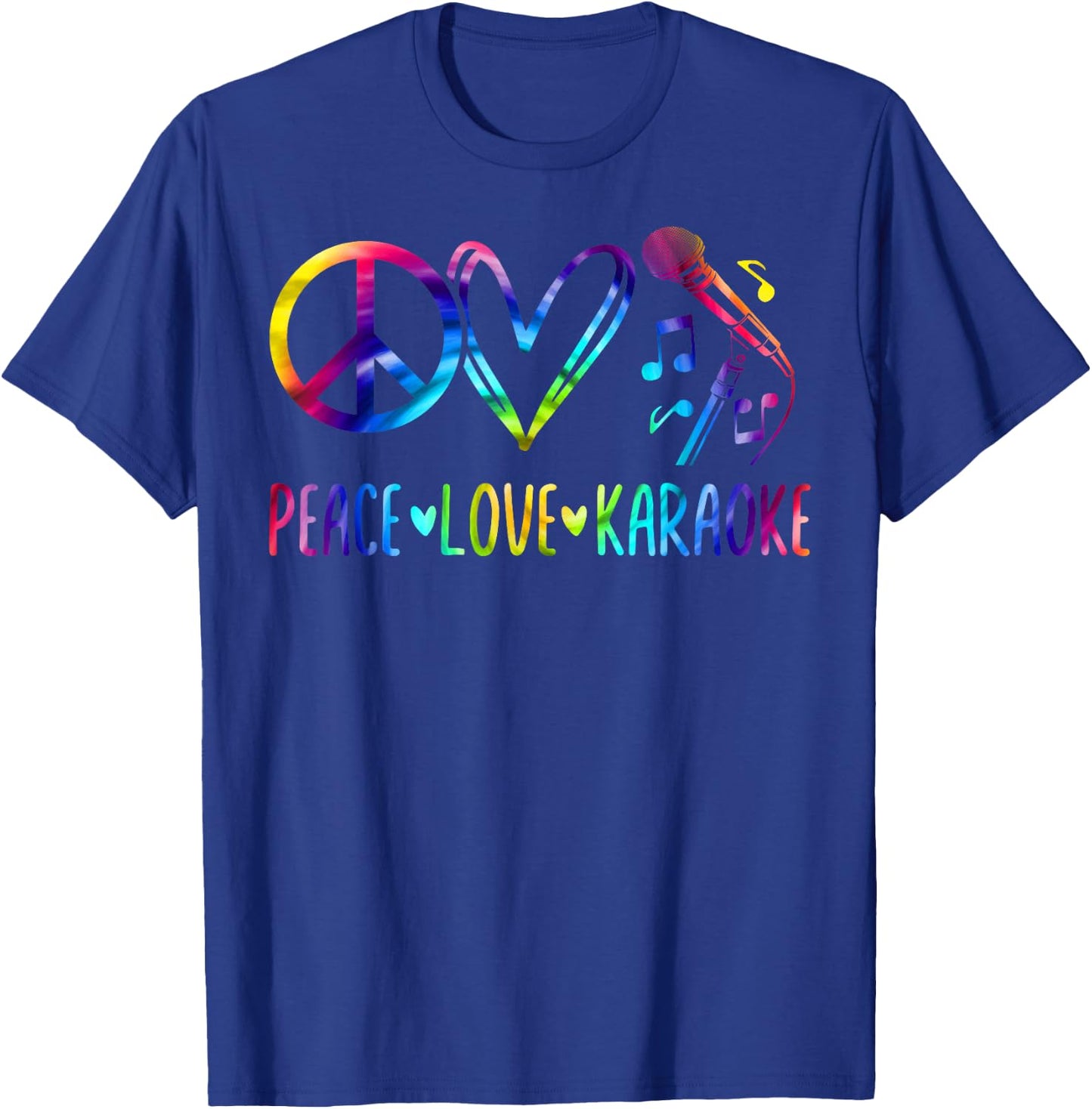 Karaoke Singer 80s Retro Vintage Peace Love Karaoke T-Shirt - T-Shirt | Royal
