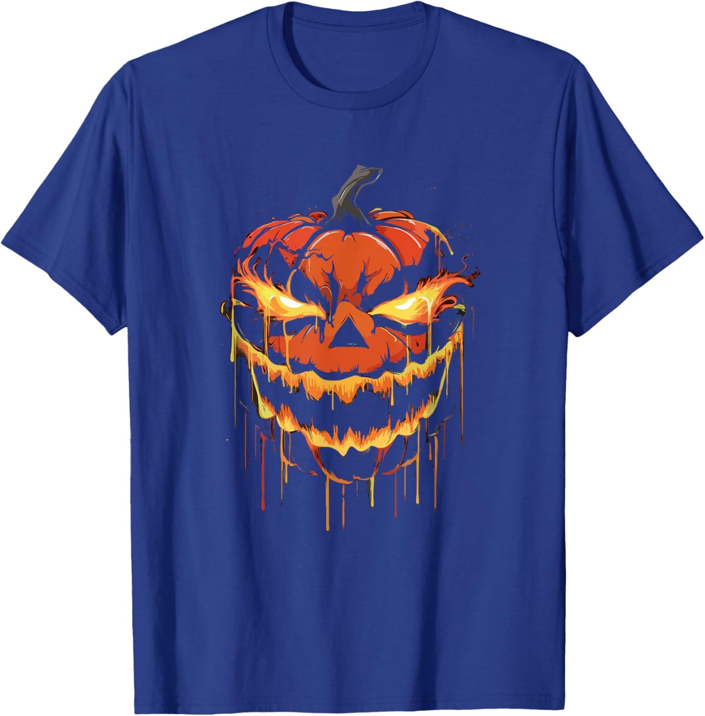 Scary Halloween Pumpkin Face Paint Drip spooky Jackolantern T-Shirt - T-Shirt | Royal
