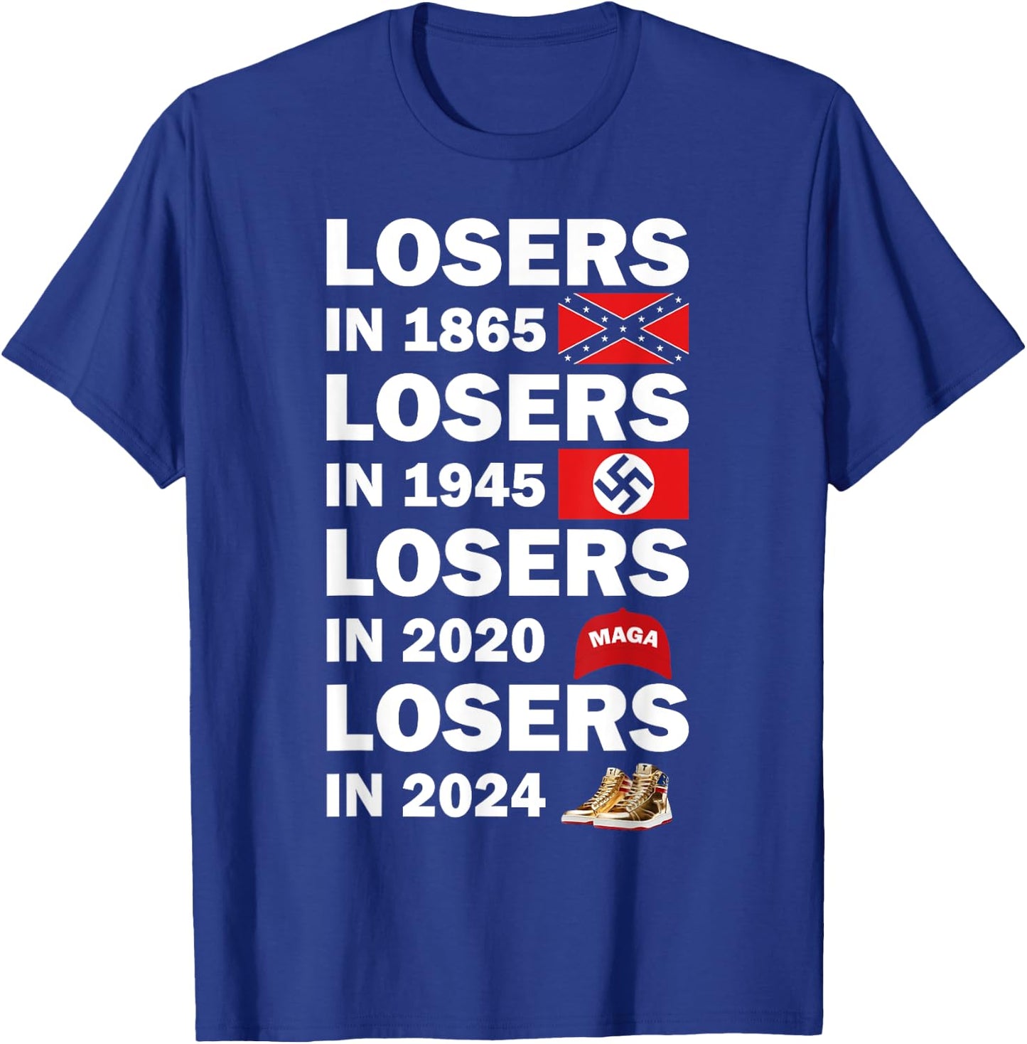 Funny Losers In 2024 Shirt, Small, Black T-Shirt - T-Shirt | Royal