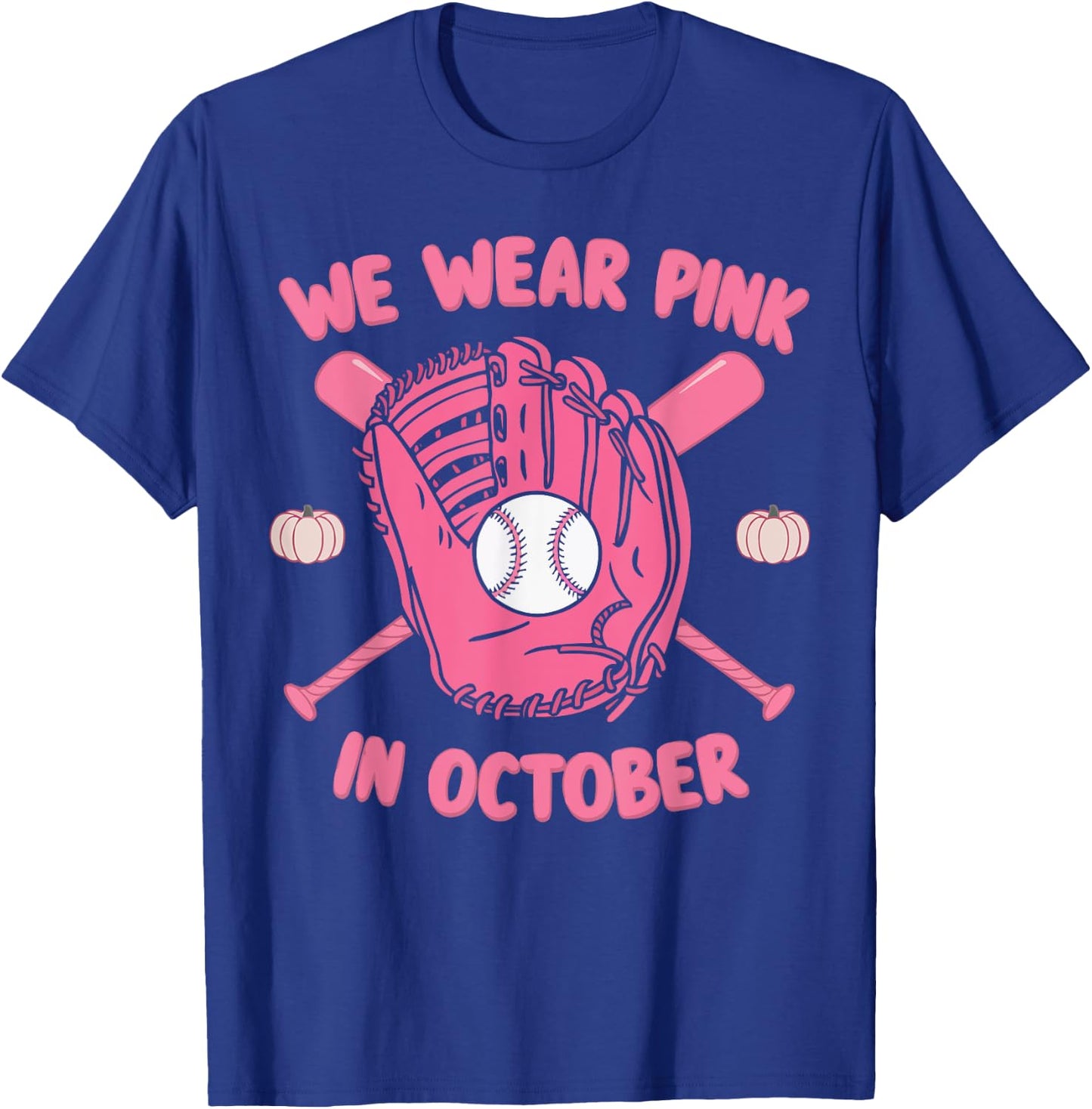 Baseball Breast Cancer Awareness Month Pink Ribbon T-Shirt - T-Shirt | Royal
