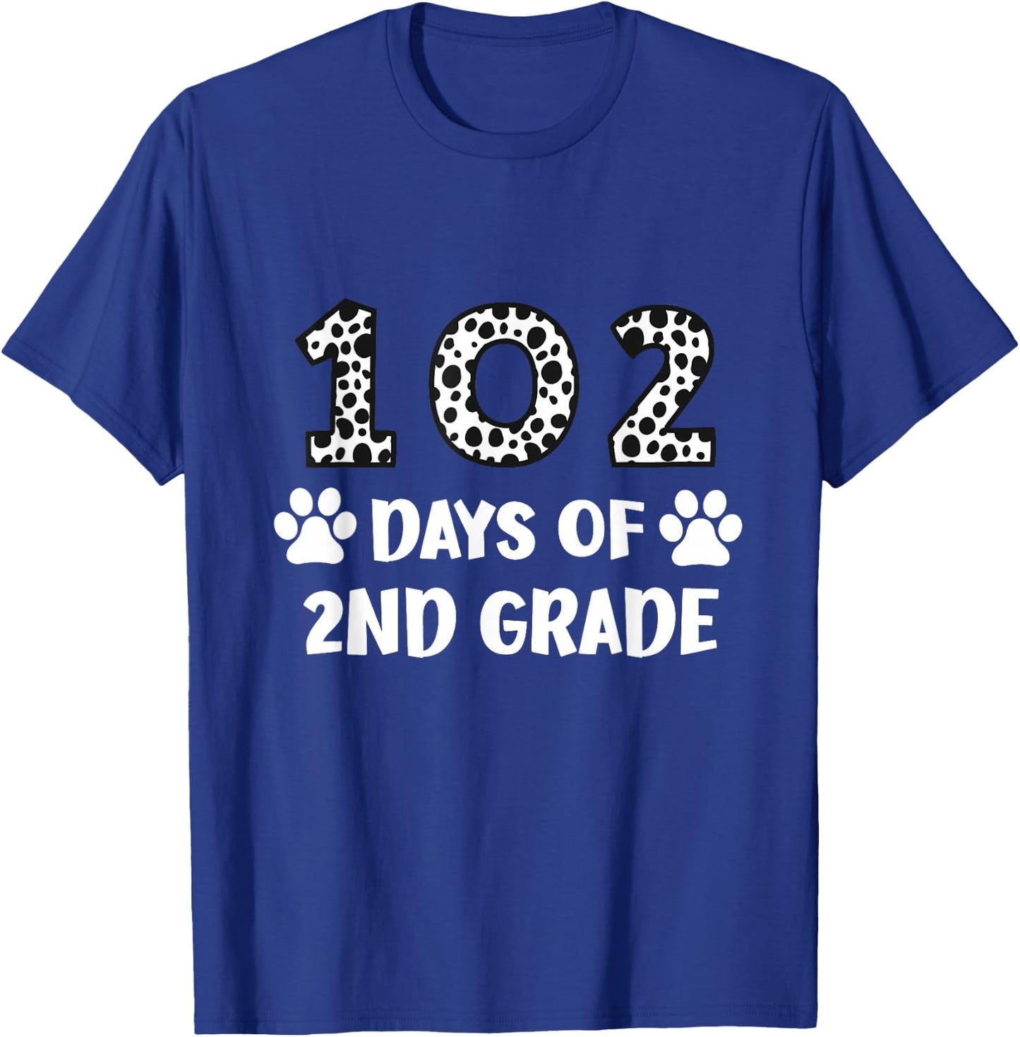 102 Day Of 2nd Grade Dalmatian Dog Lovers Student Or Teacher T-Shirt - T-Shirt | Royal