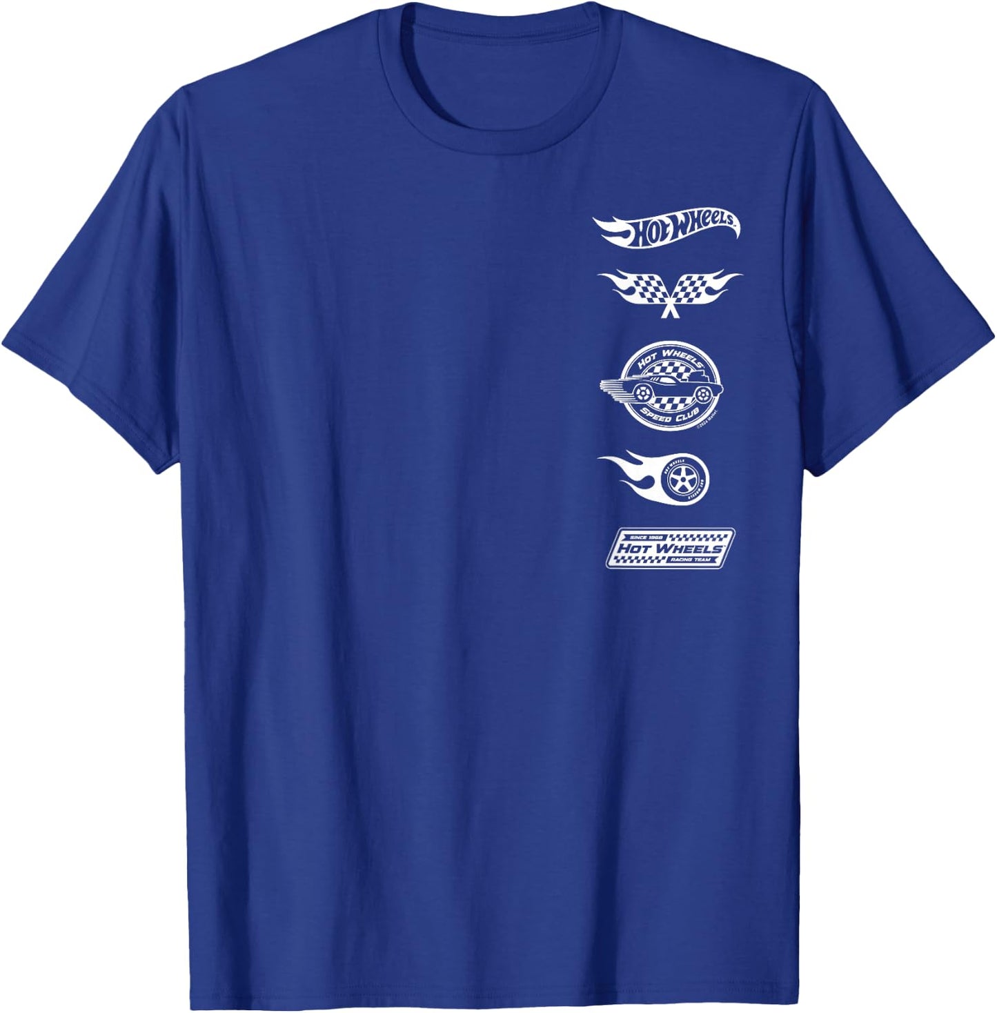 Hot Wheels - White Stacked Icon Logos Speed Club Racing Team T-Shirt - T-Shirt | Royal