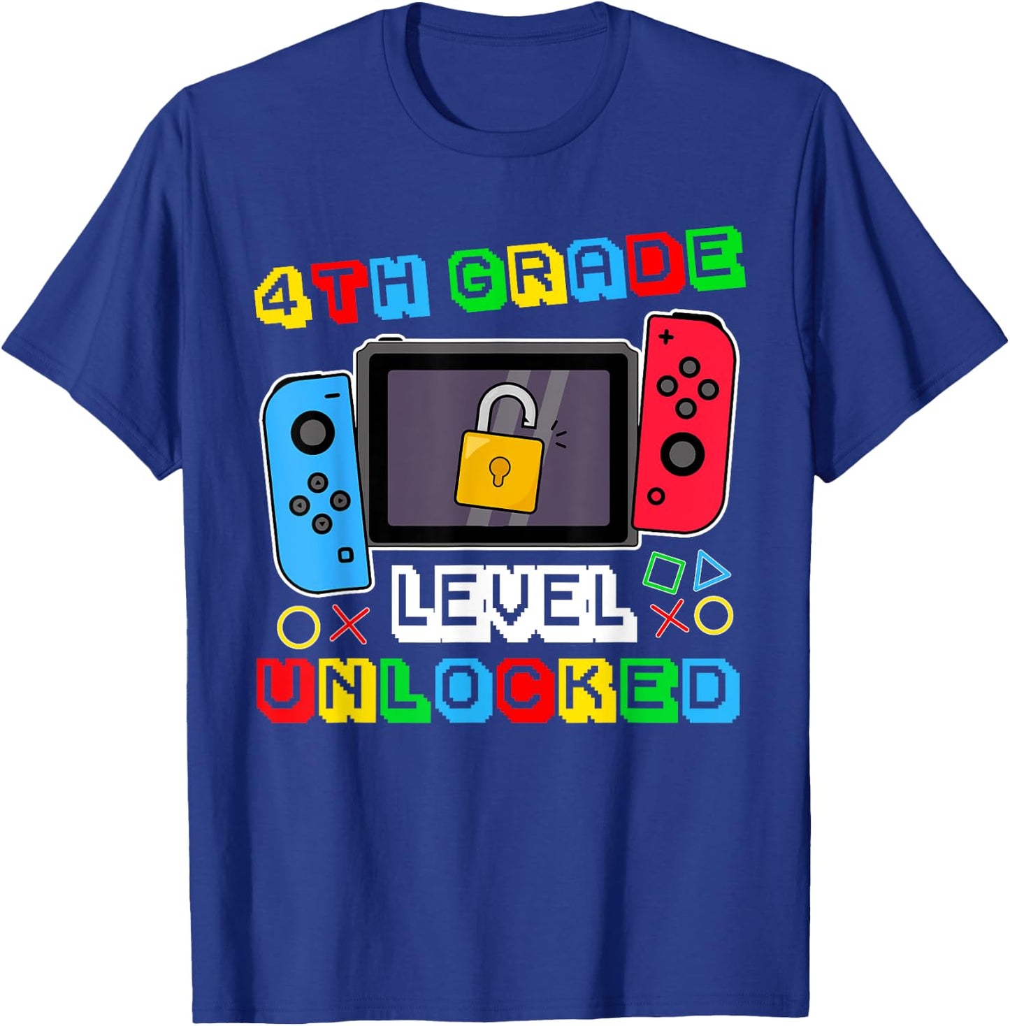 4th grade Level Unlocked Gamer Back to School Boy T-Shirt - T-Shirt | Royal