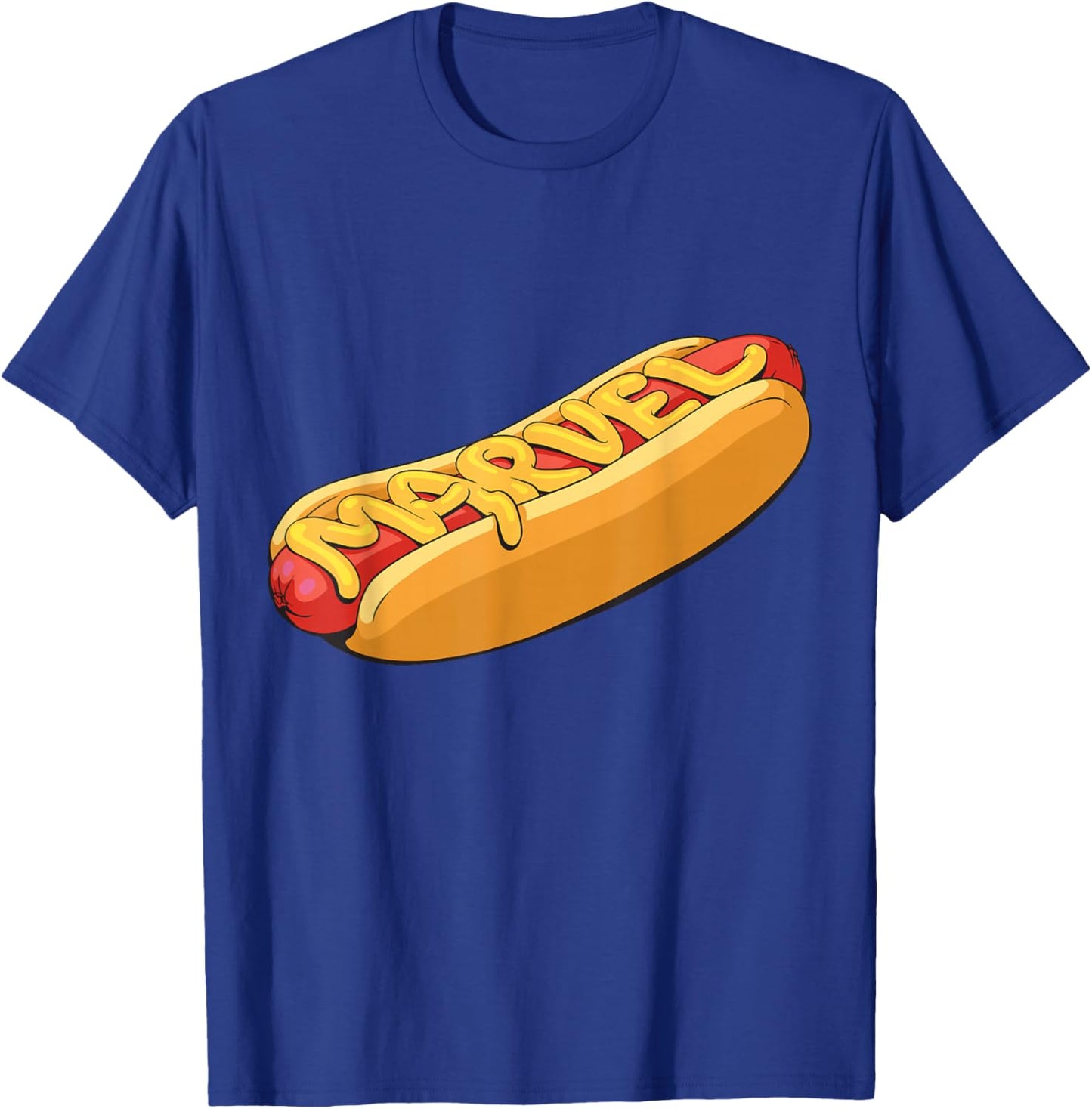 Marvel Menu Funny Super Hero Snack Foods Hot Dog Marvel Logo T-Shirt - T-Shirt | Royal