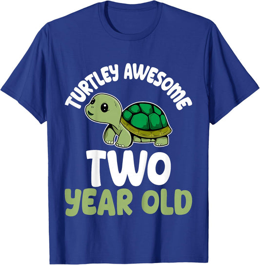 Turtley Awesome Two Years Old 2nd Birthday Party Turtle Kids T-Shirt - T-Shirt | Royal
