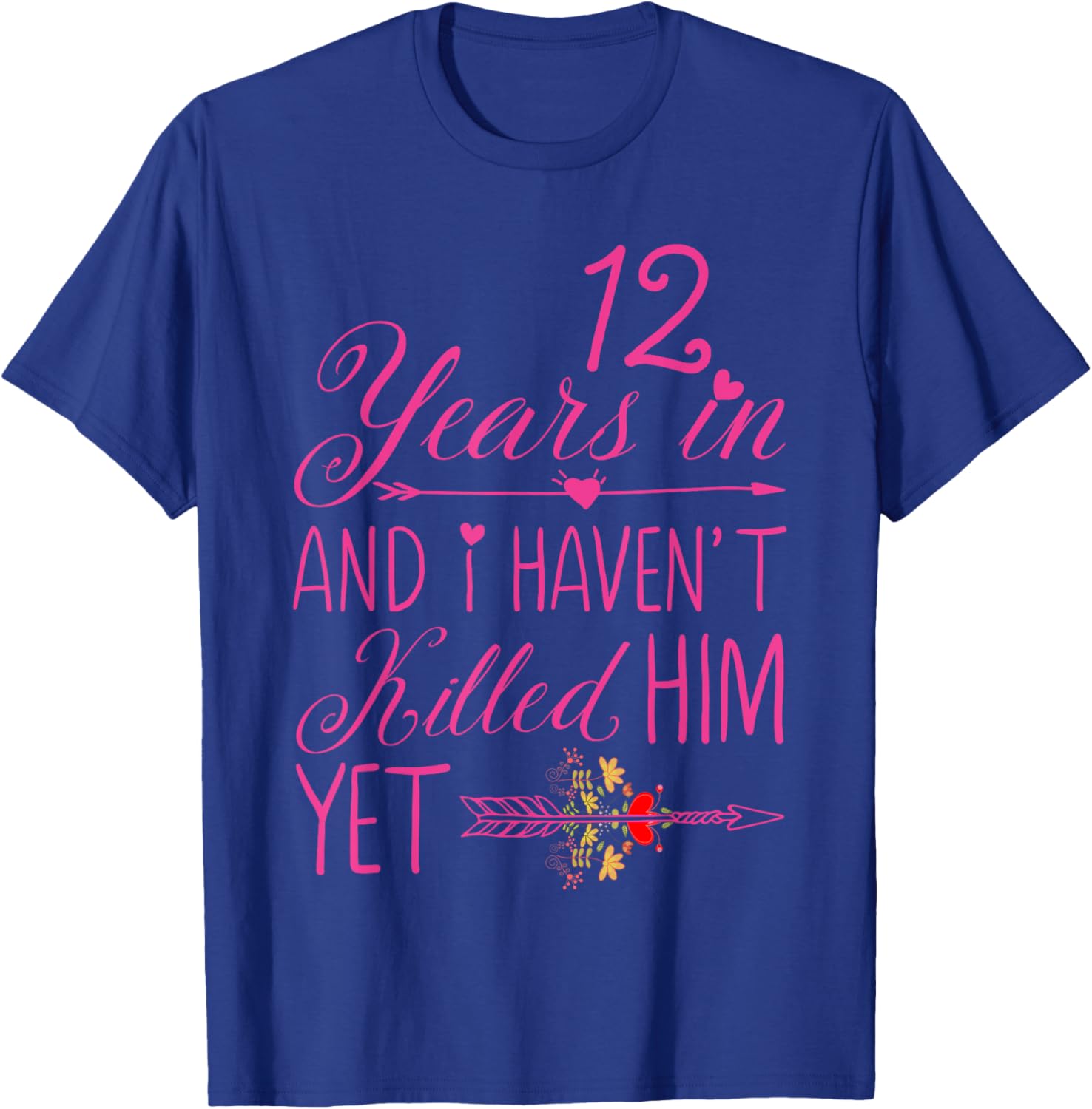 12th Wedding Anniversary Gifts Married 12 Years T-Shirt - T-Shirt | Royal