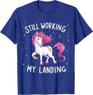 Still Working On My Landing Unicorn Broken Bone T-Shirt - T-Shirt | Royal