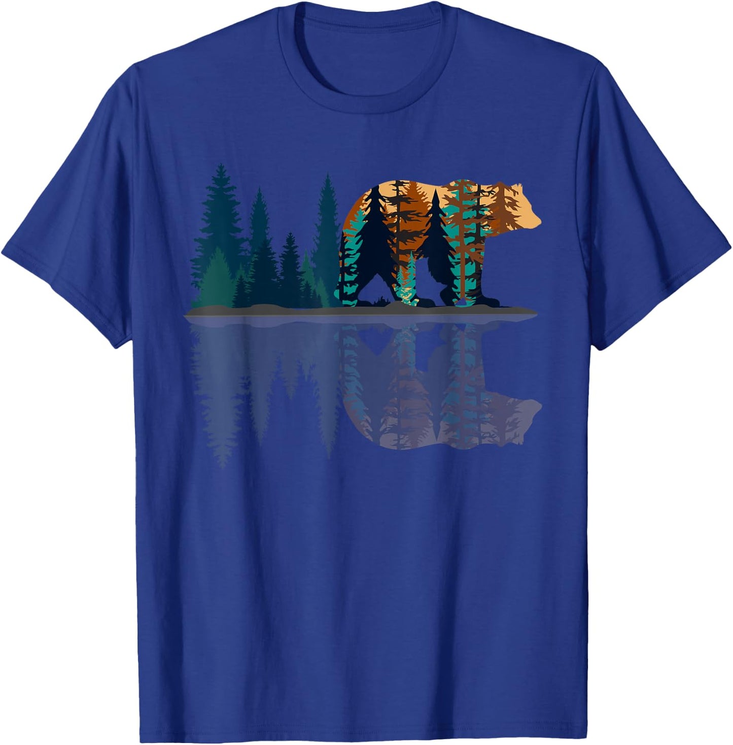 Trees Reflection Wildlife Nature Animal Bear Outdoor Forest T-Shirt - T-Shirt | Royal