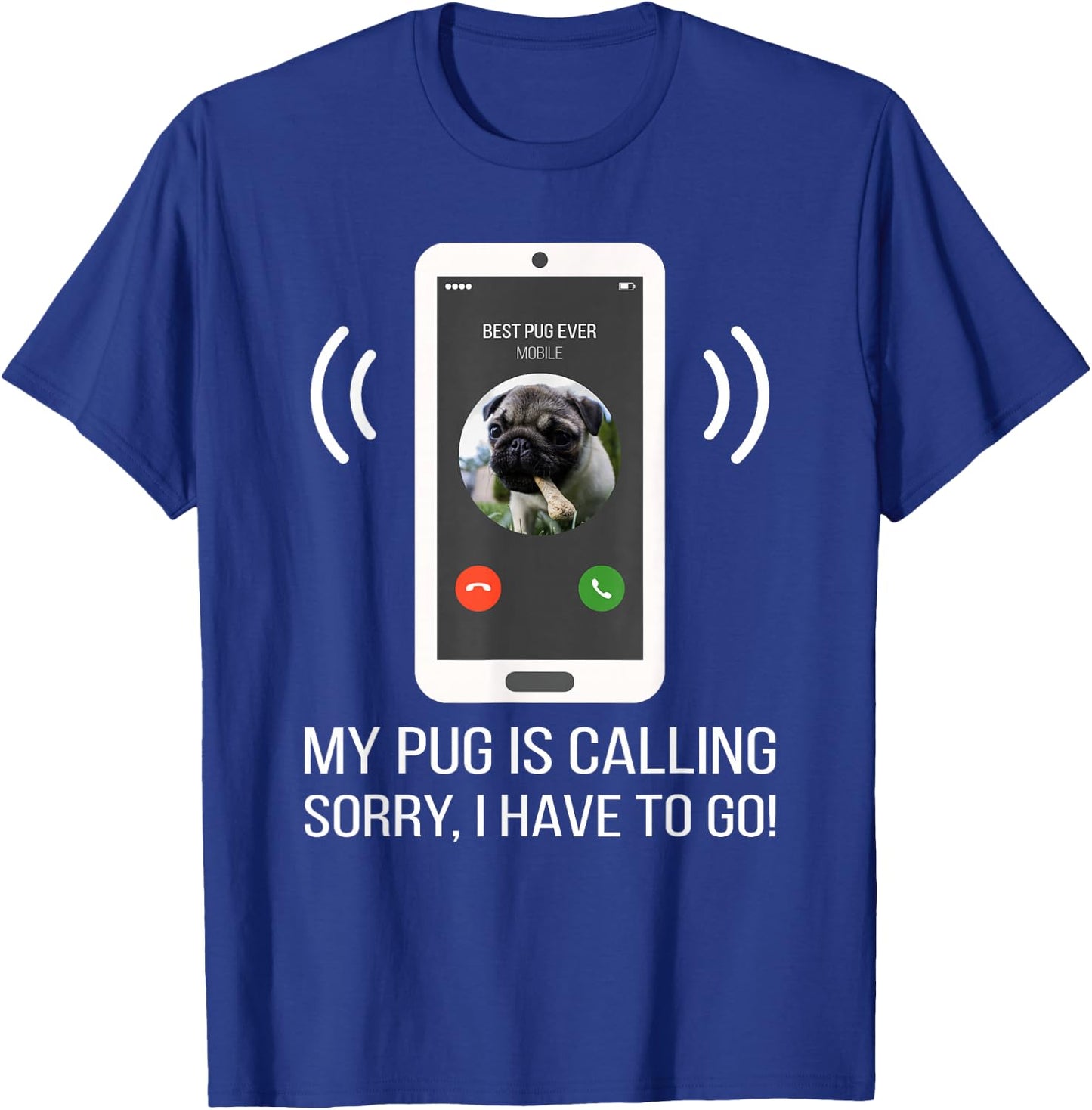 Funny Pug Dog Men Women Girls Kids T-Shirt - T-Shirt | Royal