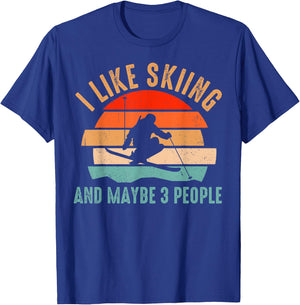mb I Like Skiing And Maybe 3 People Vintage Sports Lovers T-Shirt - T-Shirt | Royal
