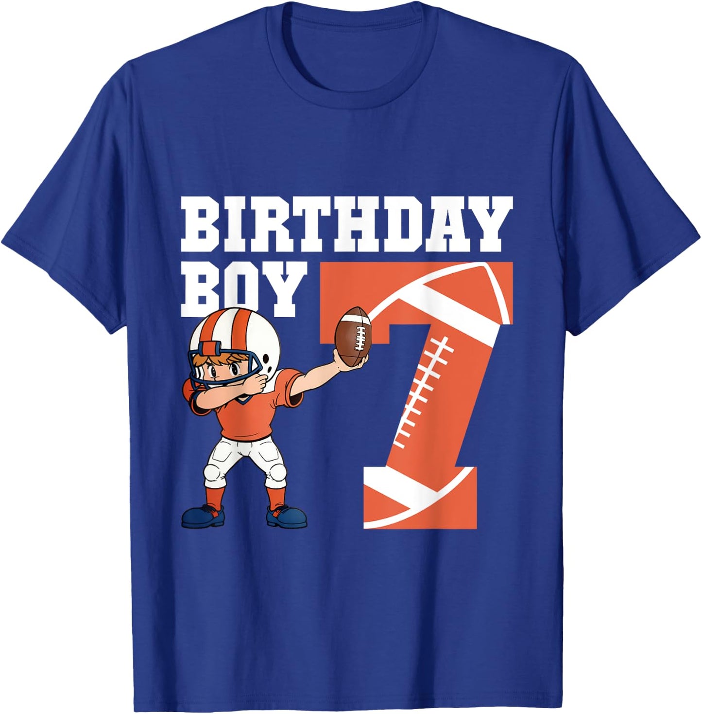 7th Birthday Boy Football Player Dabbing 7 Years Old Kids T-Shirt - T-Shirt | Royal