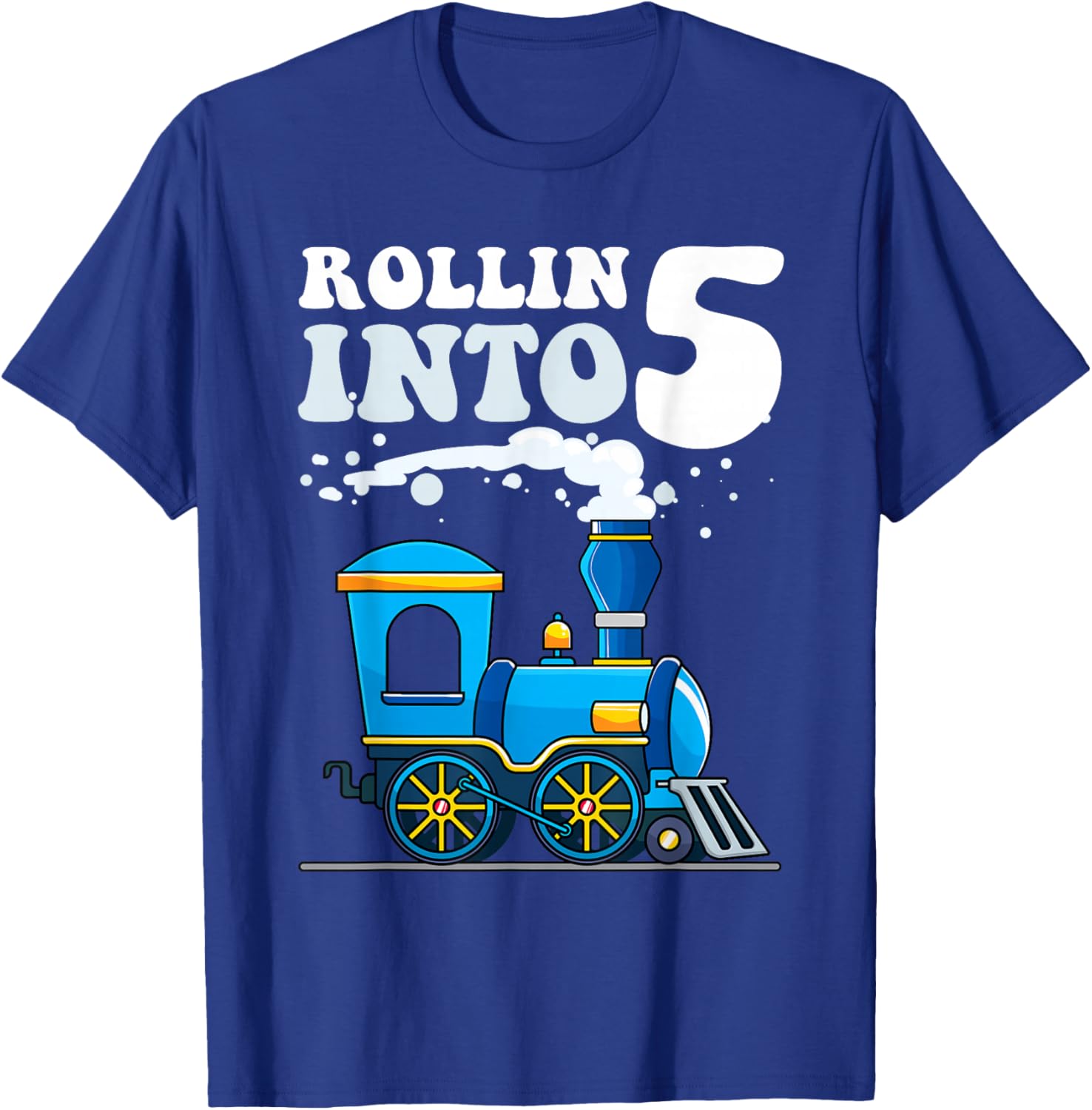 Rollin' Into 5 Train 5th Birthday Party Five Years Old Boys T-Shirt - T-Shirt | Royal