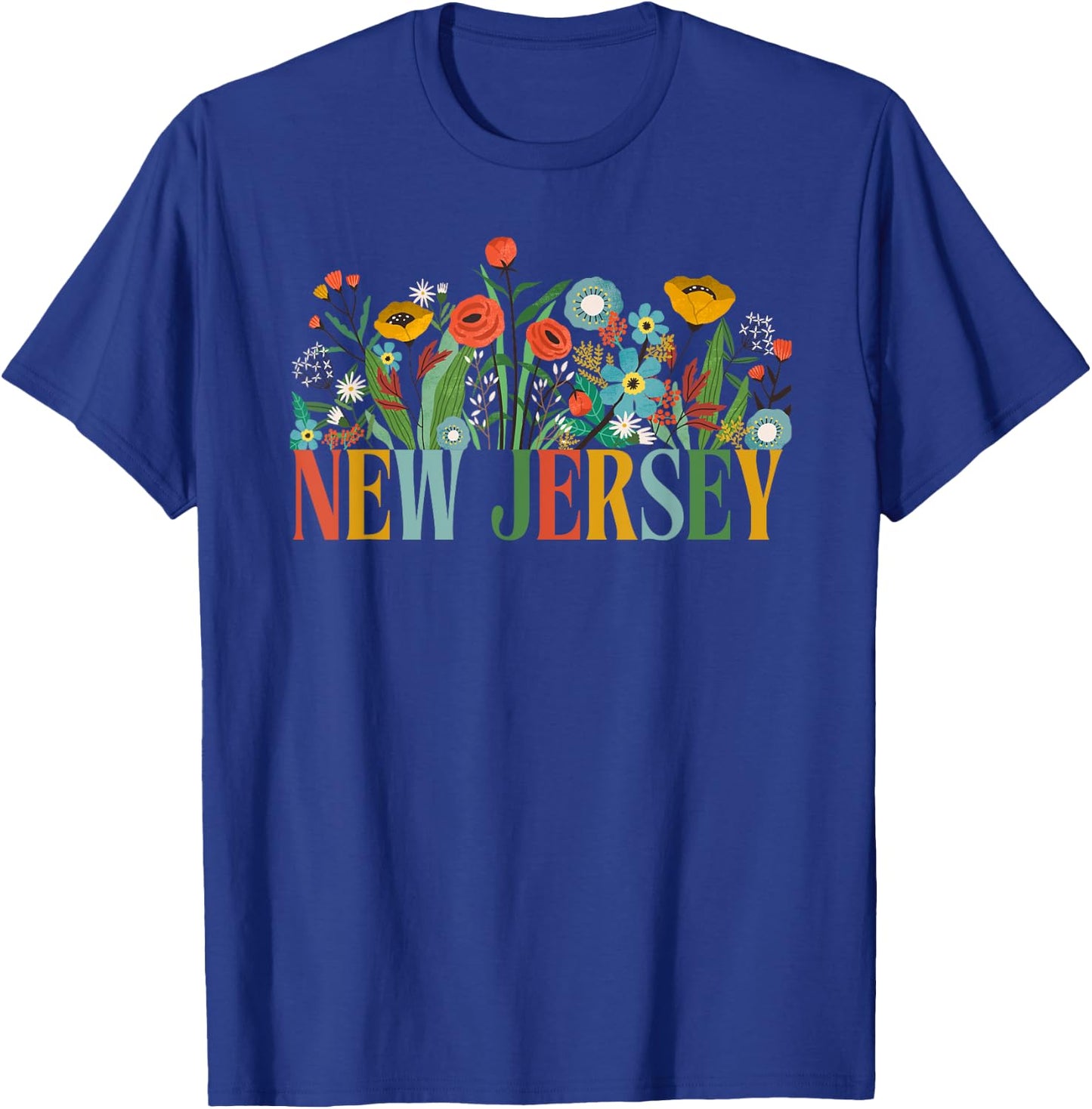 New Jersey Floral Garden State Vacation T-Shirt - T-Shirt | Royal