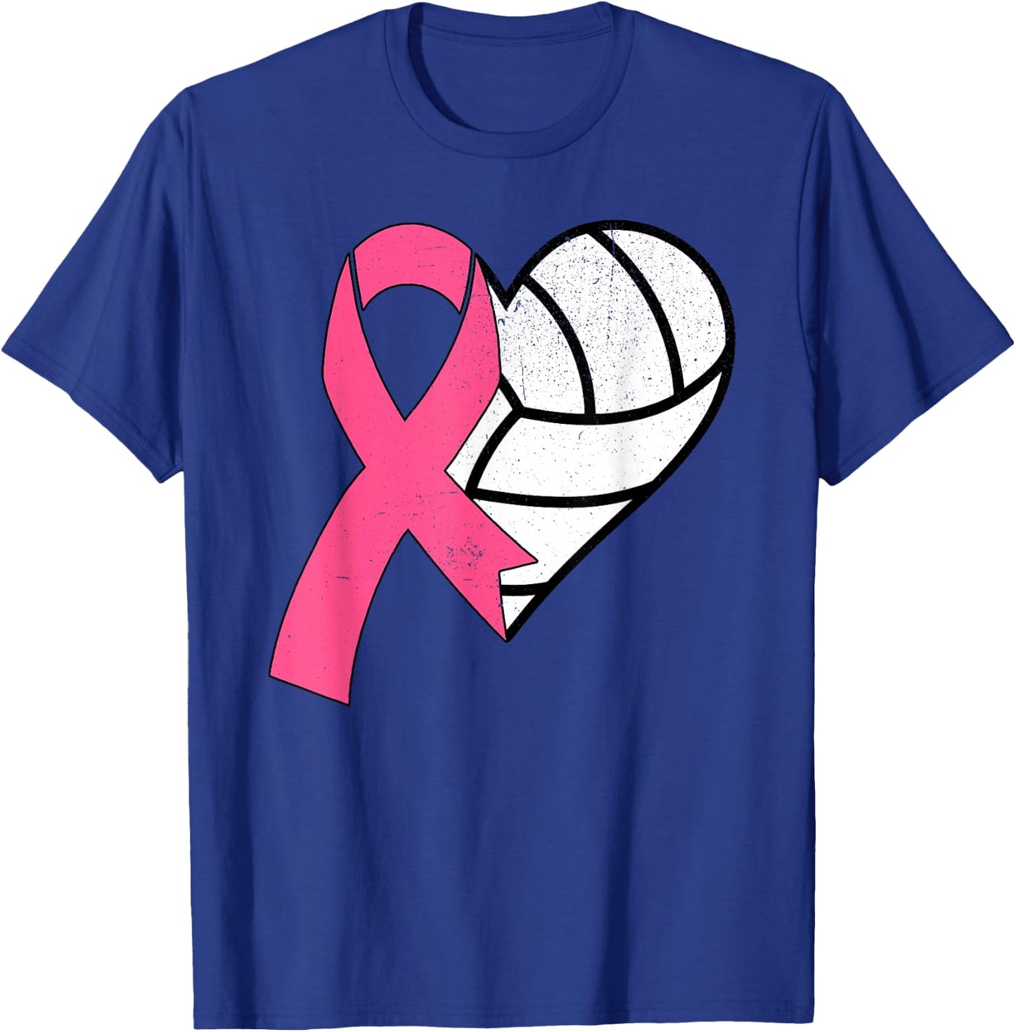 Volleyball Breast Cancer Awareness Month Pink Ribbon Women T-Shirt - T-Shirt | Royal
