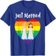 Just Married Double Bride Lesbian Pride Rainbow Color Print T-Shirt - T-Shirt | Royal