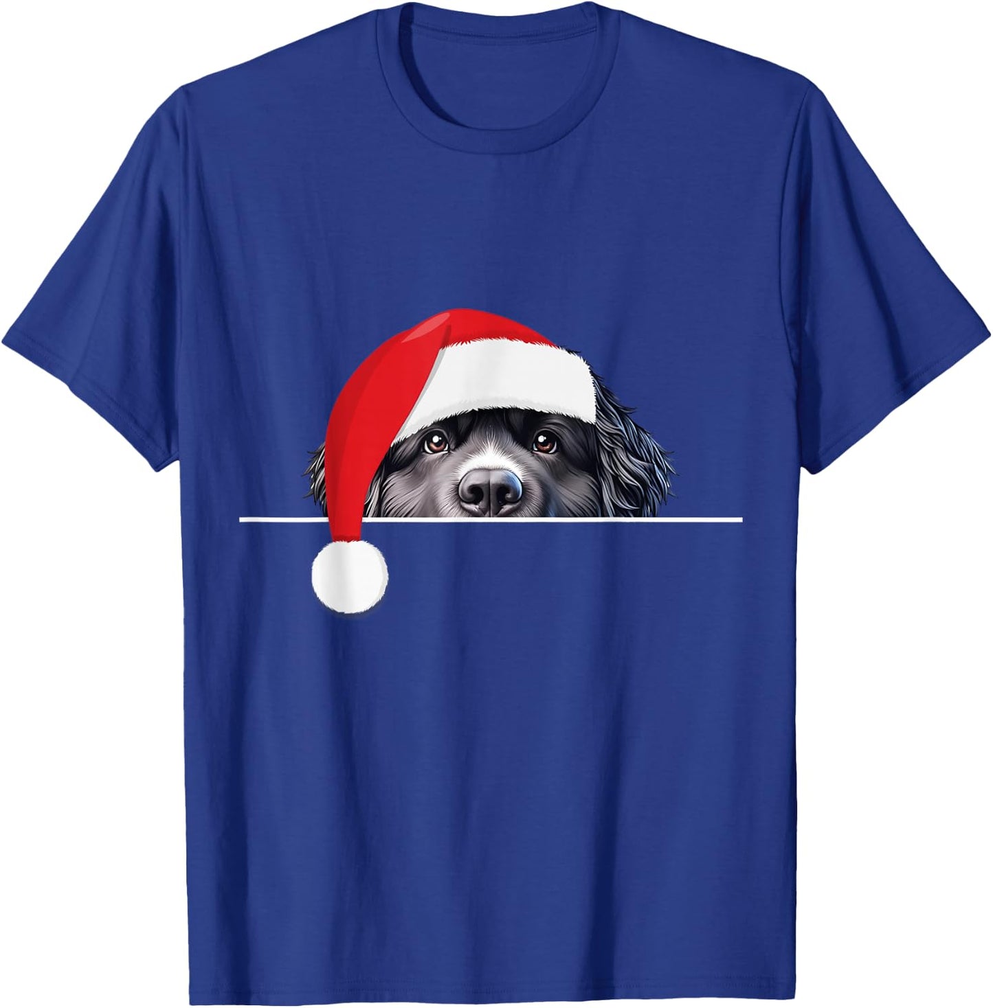 New foundland Dog Lover Funny Santa Hat Christmas T-Shirt - T-Shirt | Royal
