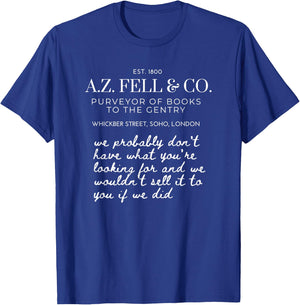 Aziraphale's Bookshop AZ Fell and Co Literary Antiquarian T-Shirt - T-Shirt | Royal