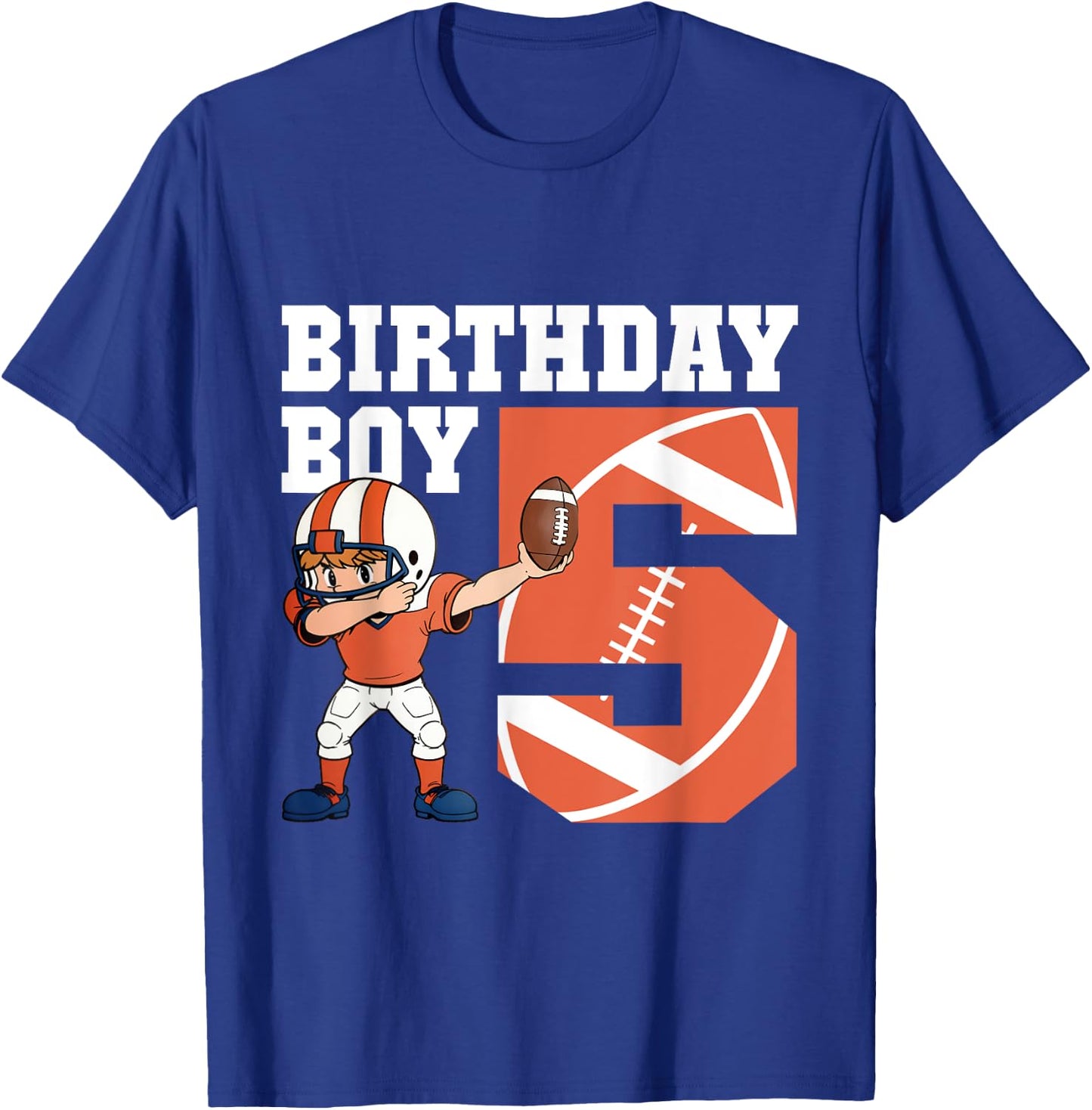 5th Birthday Boy Football Player Dabbing 5 Years Old Kids T-Shirt - T-Shirt | Royal