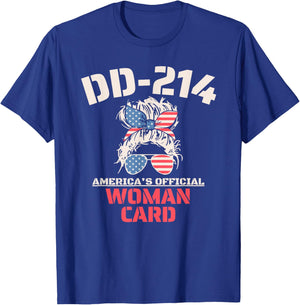 DD-214 America's Official Woman Card Veteran Women T-Shirt - T-Shirt | Royal
