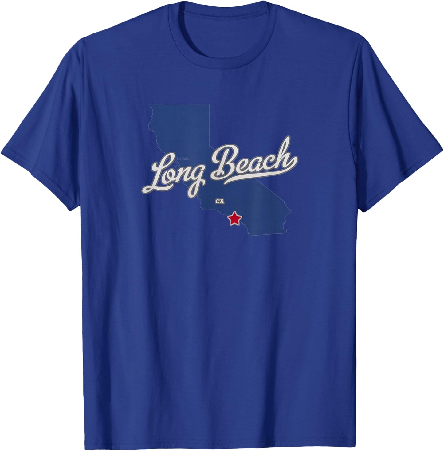 Long Beach California CA Map T-Shirt - T-Shirt | Royal