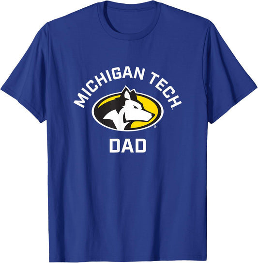 Michigan Tech Huskies Arched Dad T-Shirt - T-Shirt | Royal