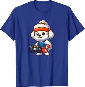 Bichon Frise Workout Dog Funny Weightlifting T-Shirt - T-Shirt | Royal
