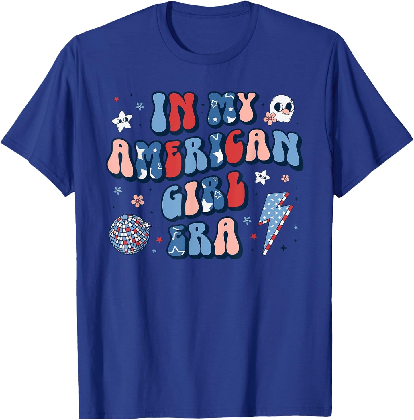 In My American Girl Era Retro 4th of July Fourth Groovy T-Shirt - T-Shirt | Royal