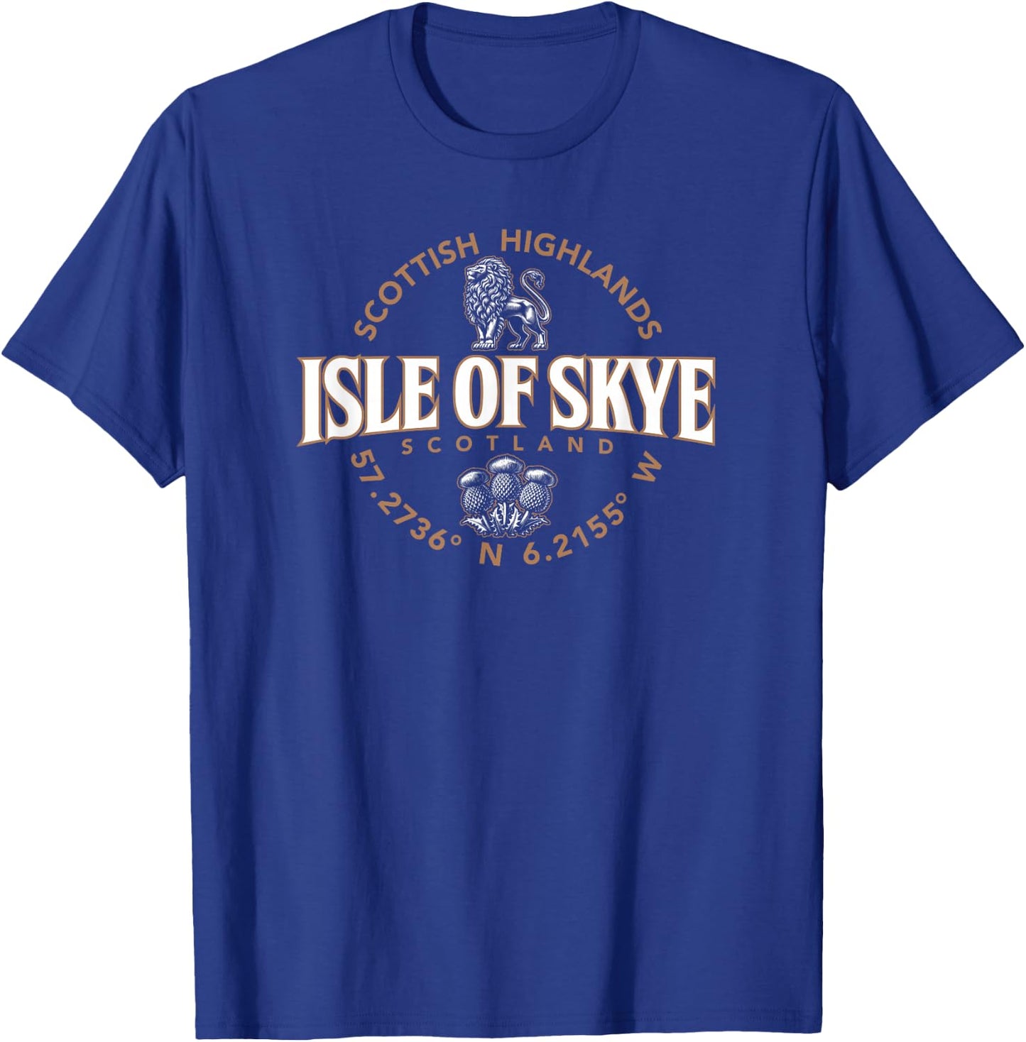 Isle of Skye Scotland Highlands Coordinates Label 2C T-Shirt - T-Shirt | Royal