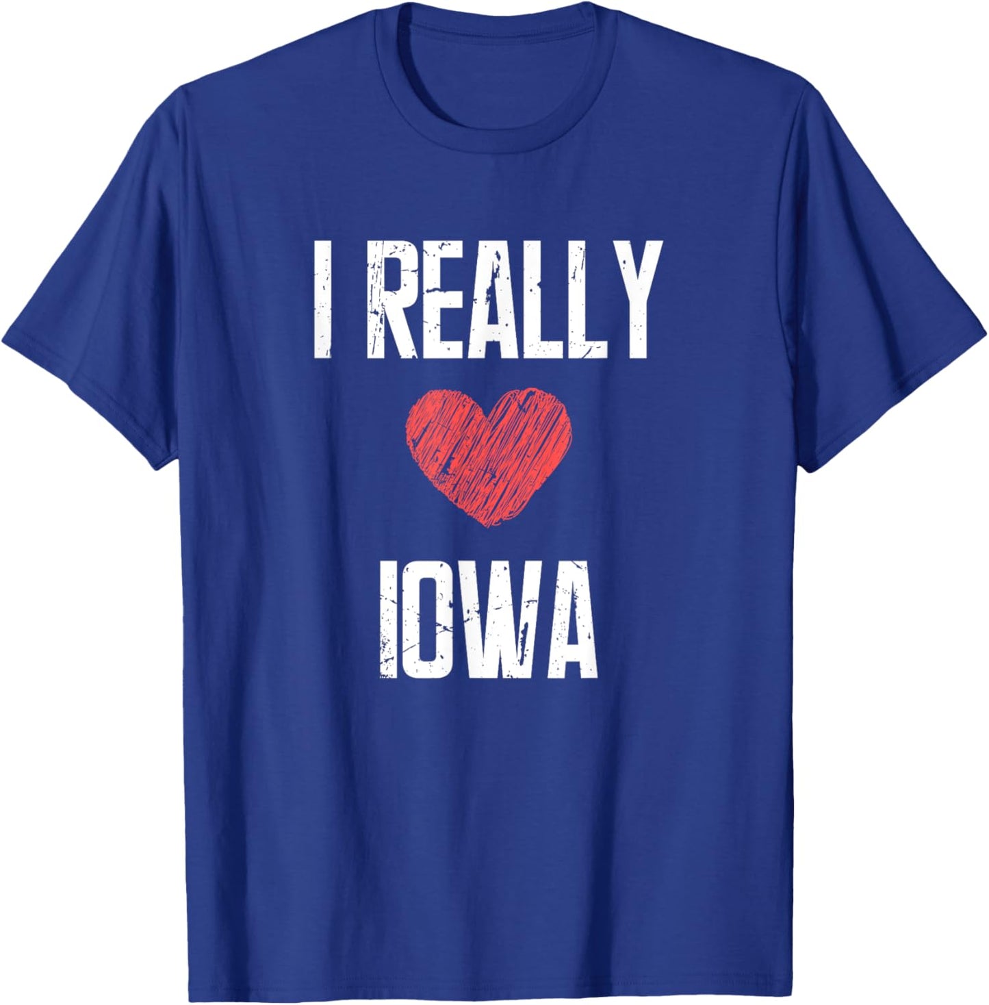 I Really Love Iowa Heart Retro Style Home State T-Shirt - T-Shirt | Royal
